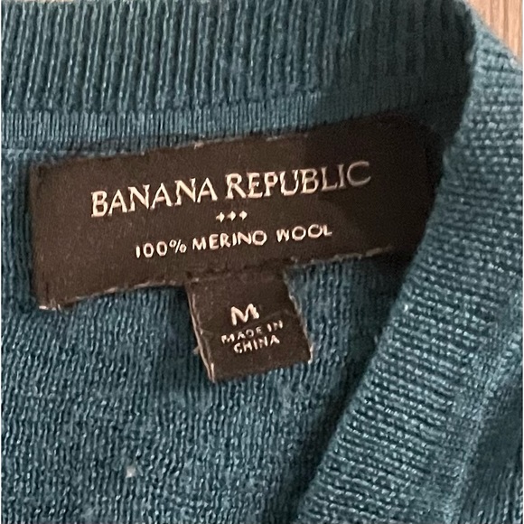 Vintage Banana Republic Deep Teal Marino wool sweater w/ buttons (med) - Picture 13 of 15